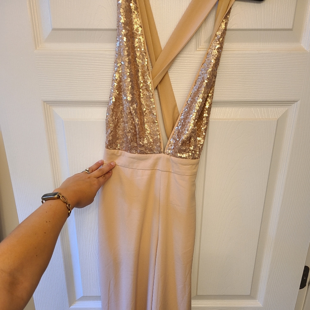 Lulu's champagne jumpsuit
